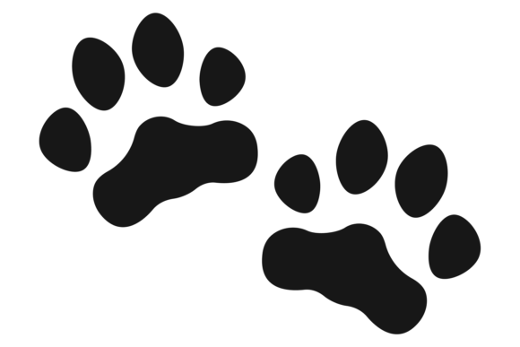 Cat Footprint Black Marks. Black Paw Pair
