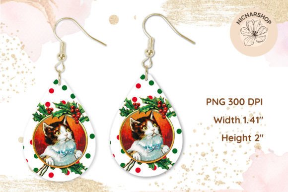 Christmas Teardrop Cat Floral Earring Review