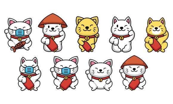 Cute Cat Maneki Neko Cartoon Design Review