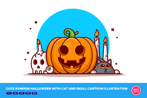 Cute Pumpkin Halloween with Cat Cartoon Review