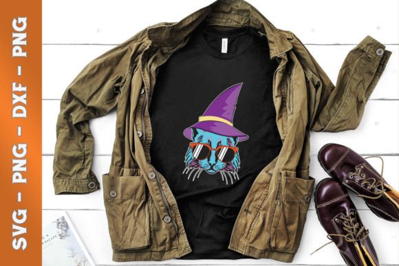 Halloween Cat Witch Hat Embroidery Design