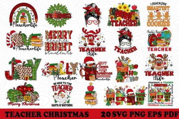 Teacher Christmas SVG PNG Bundle Review